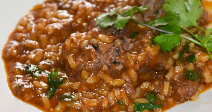 Arroz-meloso-con-carrilleras-y-cilantro-de-Jabugo-Jamones Carvajal
